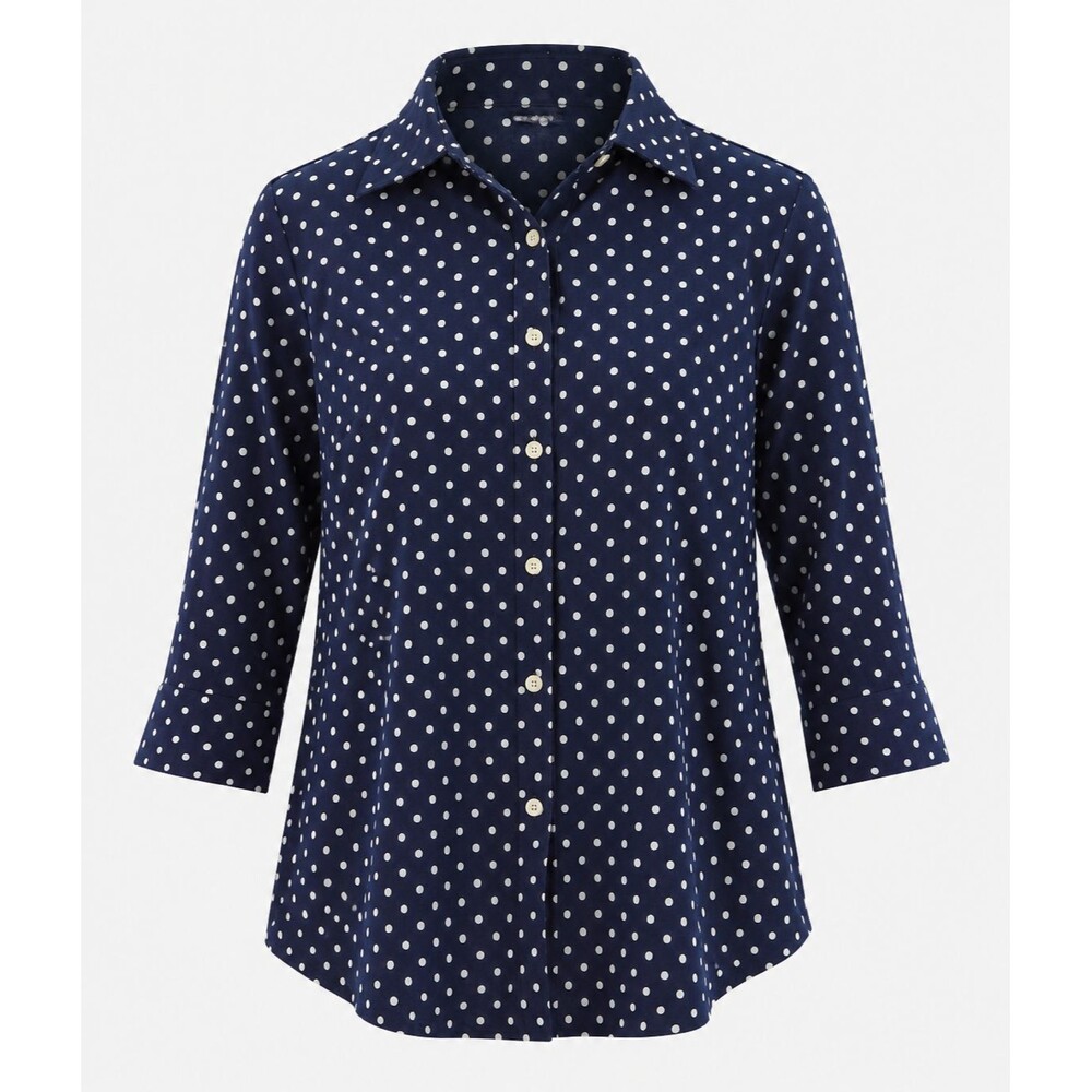 Chaps No Iron 100% Cotton Polka Dot Button-Up Shirt (Women's Plus Size 1X),